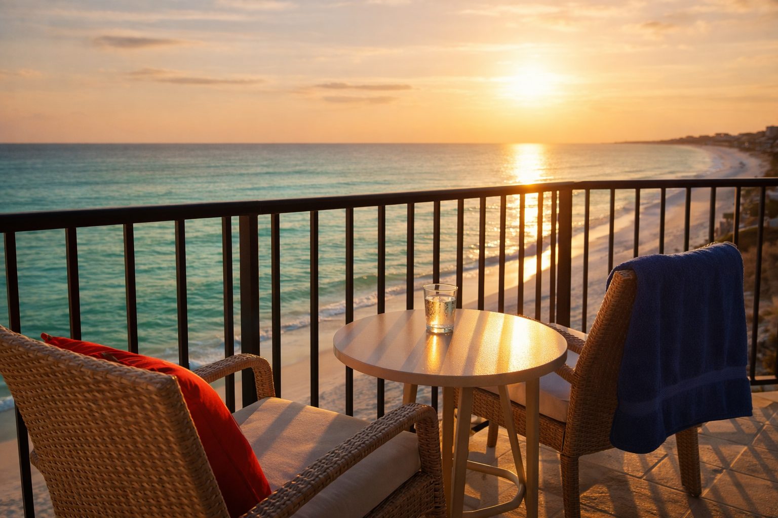 30A Florida condo balcony overlooking emerald Gulf waters