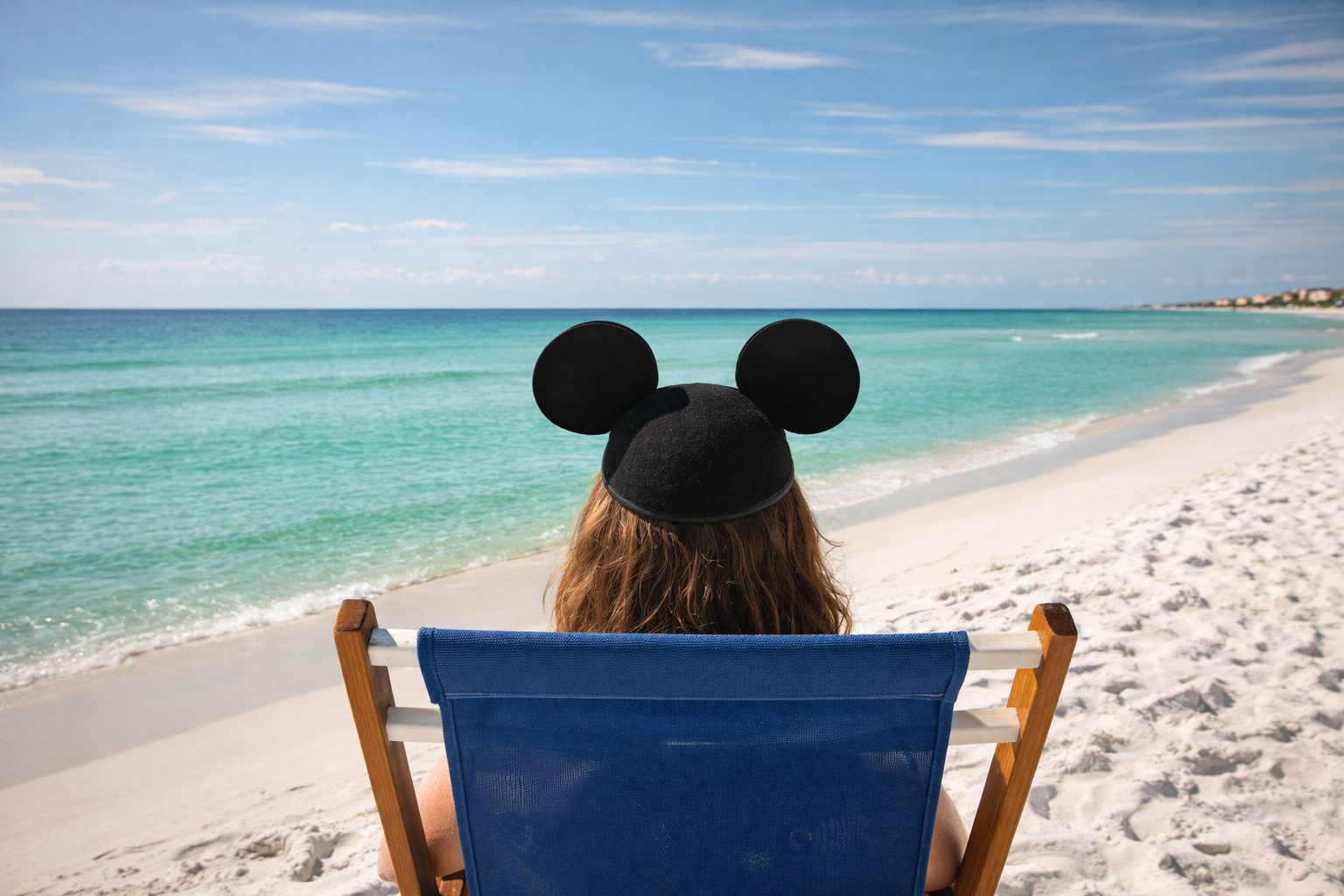 Person relaxing on a South Walton County beach overlooking emerald Gulf waters